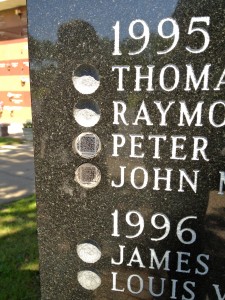 Gravestone with names and QR codes
