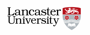 Lancaster University's logo of a shield with red, grey, and white detailing.