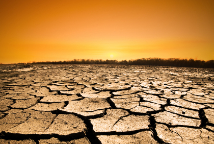 Stock image of a dry, cracked landscape.
