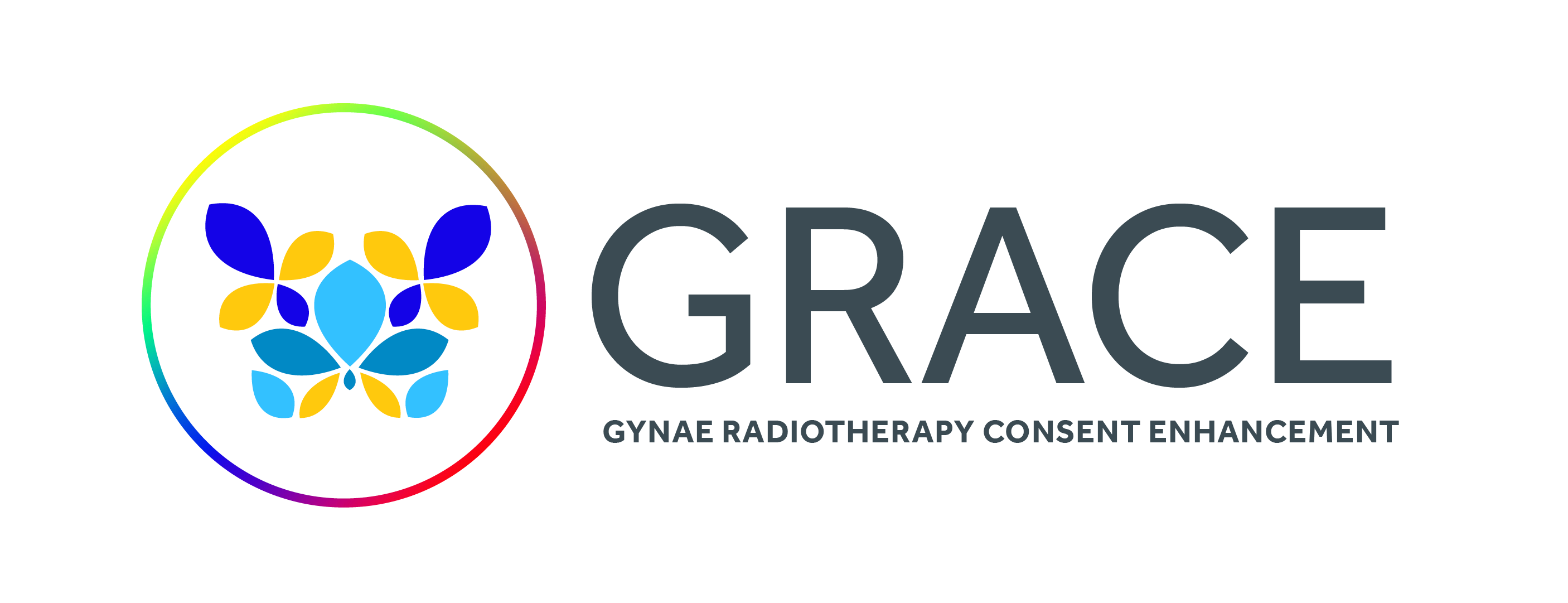 Grace logo of tear shapes in a pattern and the wording GRACE Gynae Radiotherapy Consent Enhancement