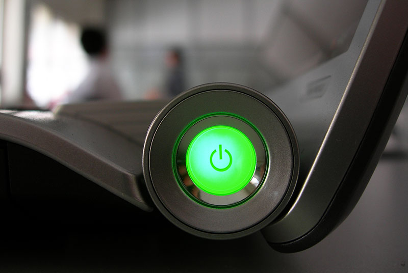 Photo of a green power button