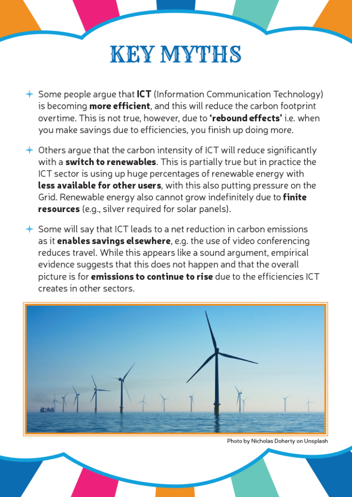 Information sheet about myths around digital technologies and carbon emissions