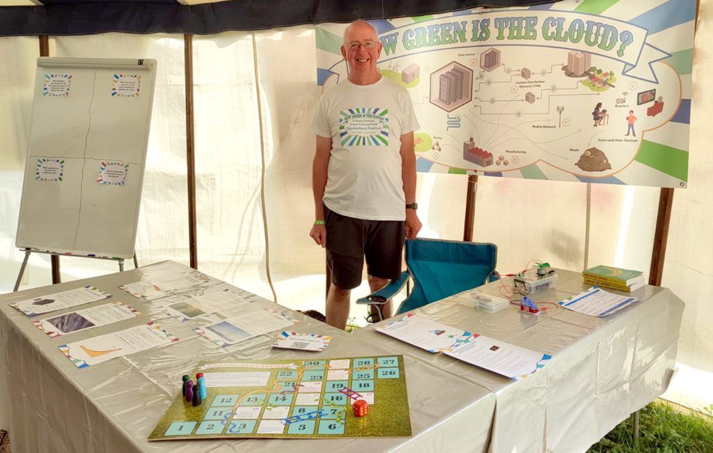 Professor Gordon Blair at the 'How green is the Cloud?' stall at Glastonbury 2023