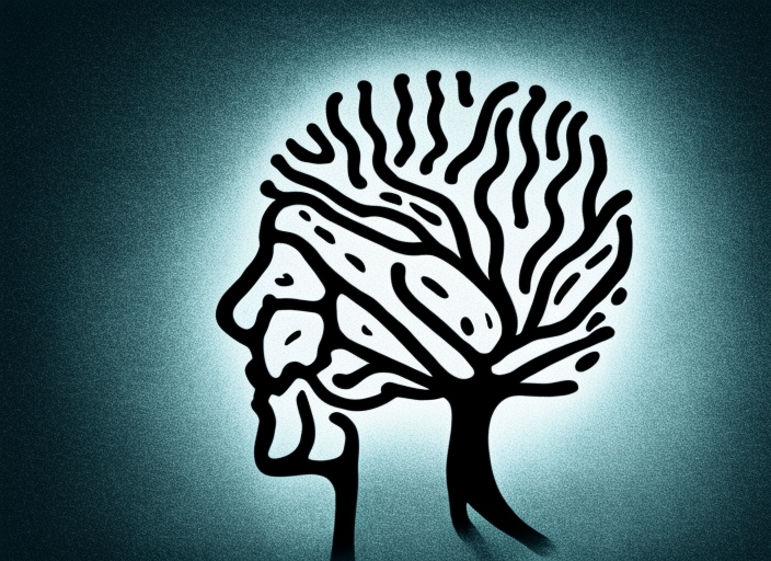 Image shows a person's head illustrated as if it is a tree with bare branches.
