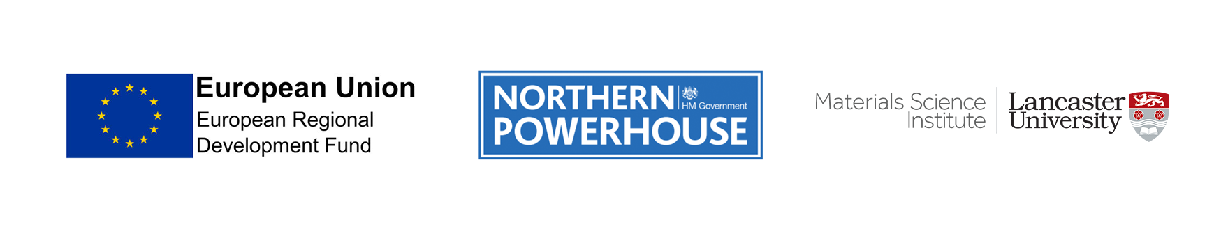 ERDF, Northern Powerhouse and Materials Science Institute logos