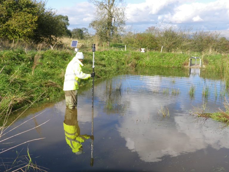 Sediment surveying in a field wetland