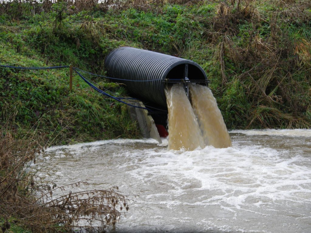 Drain discharging into wetland